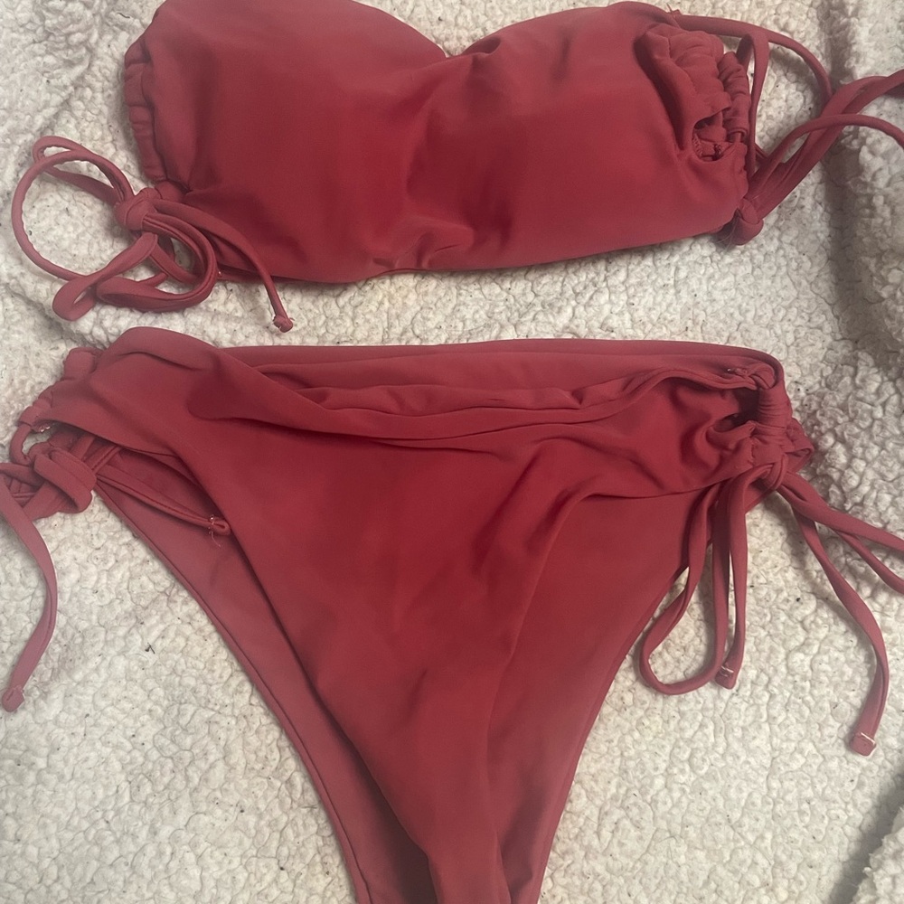 Red Bikini Set with Tie Details